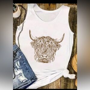 New graphic tank Highland Cow tank top